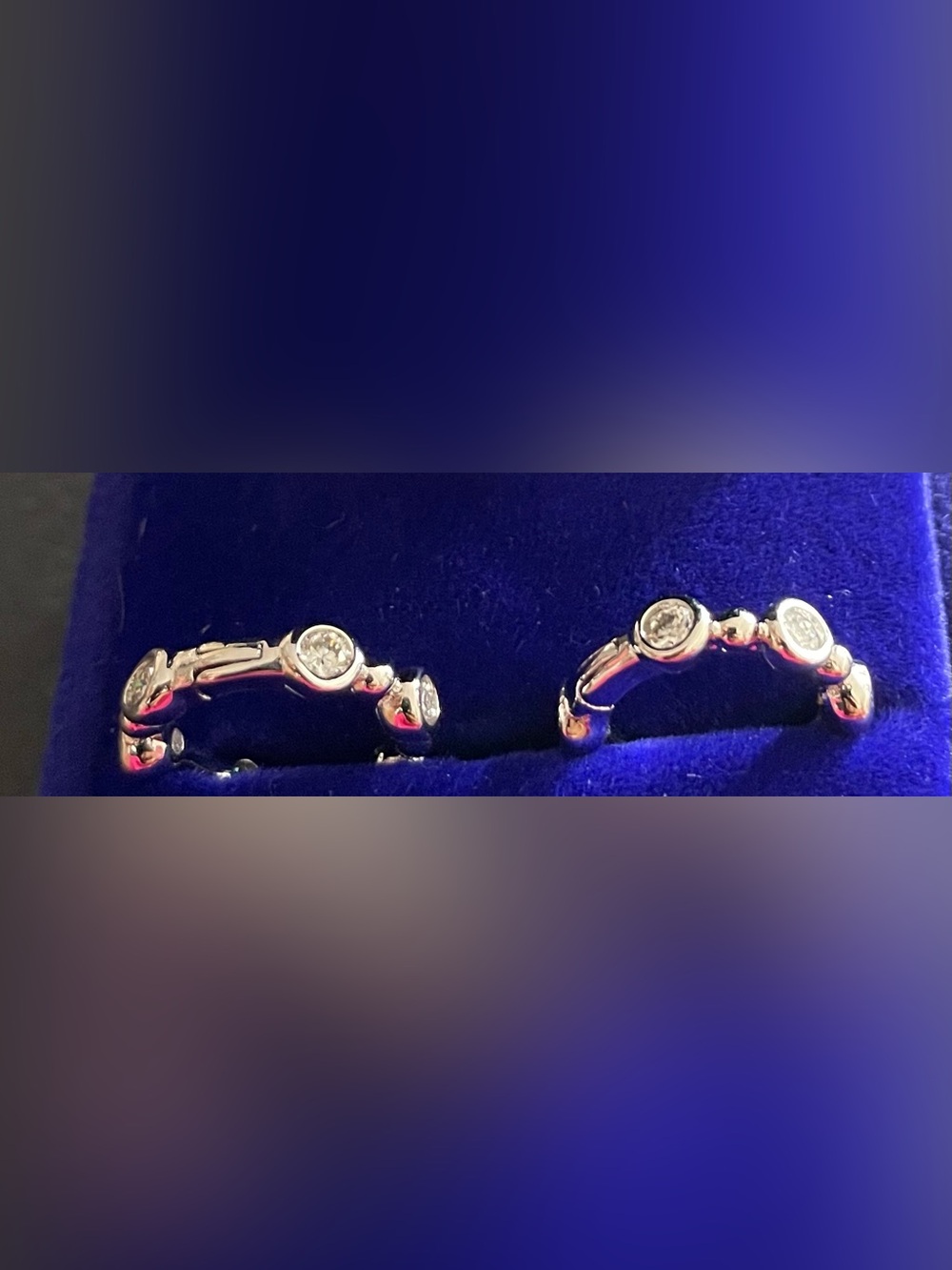 Moissanite Diamond Accent Sterling Silver  - Silver Earrings